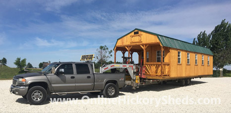 Hickory Shed being delivered to a happy owner