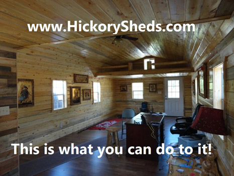 Hickory Sheds Lofted Deluxe Porch Finished Inside