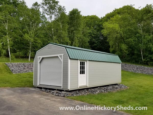 Hickory Sheds Lofted Barn Garage Hunter Green Metal Roof