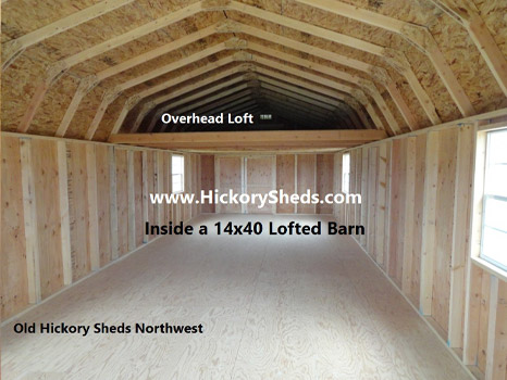Hickory Sheds Lofted Barn Garage Inside
