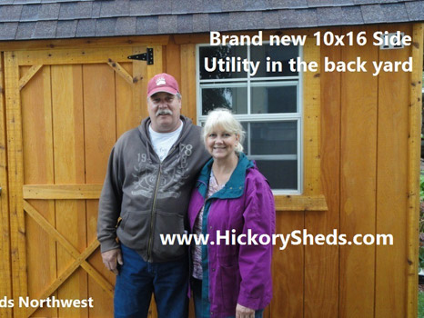 A couple happy with their new Hickory Shed