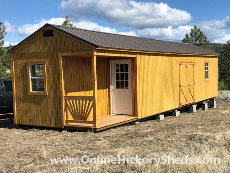 Hickory Sheds Utility Side Porch with Double Barn Doors and Window