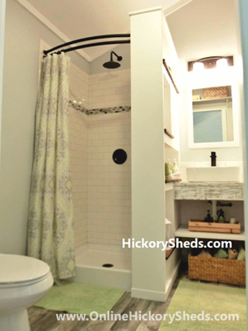 Hickory Sheds Lofted Tiny Room Bathroom