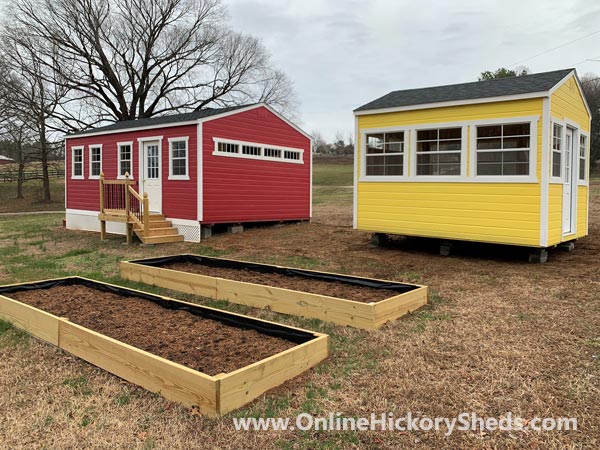 Hickory Sheds Utility Tiny Rooms Garden Shed Double Up with a Splash of Color